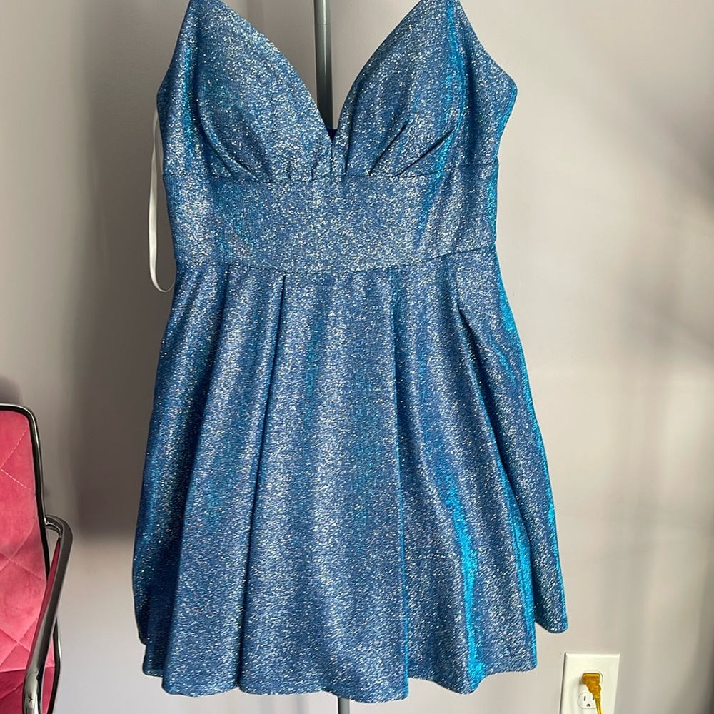 Junior light blue homecoming dress